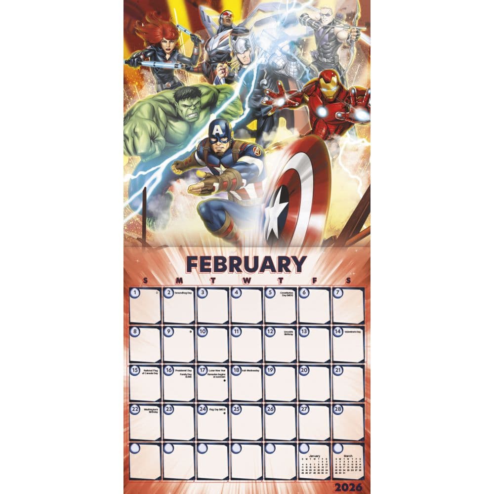 Marvel Avengers 2026 Wall Calendar Third Alternate Image