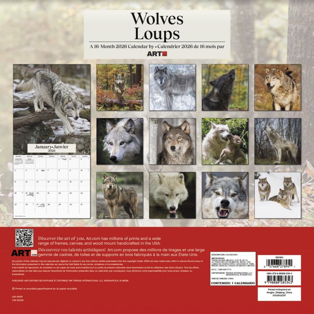 Wolves Bilingual 2026 Wall Calendar First Alternate Image