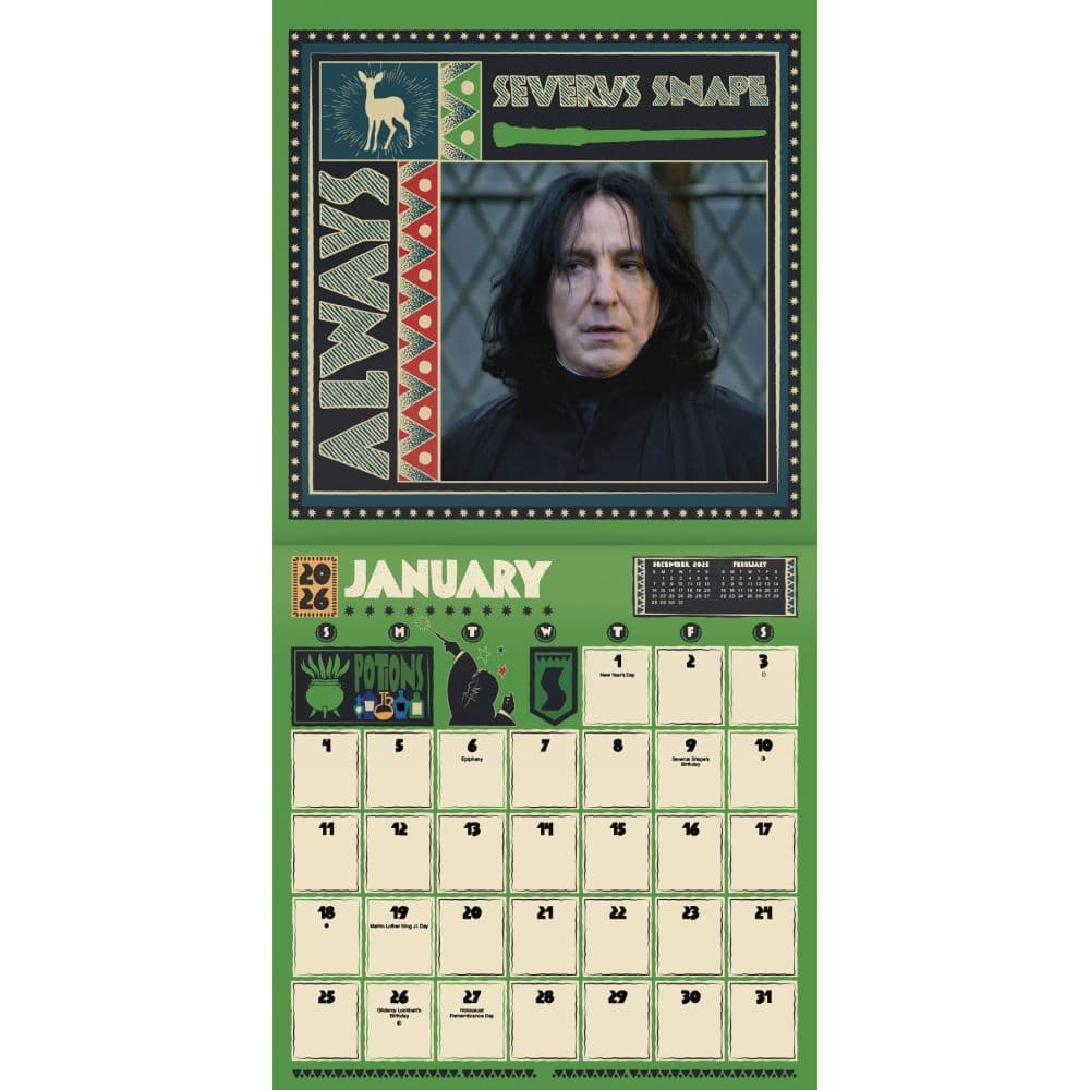 Harry Potter Exclusive with Decal 2026 Wall Calendar, 12'' X 12'', 16-Month Calendar with Stapled Binding