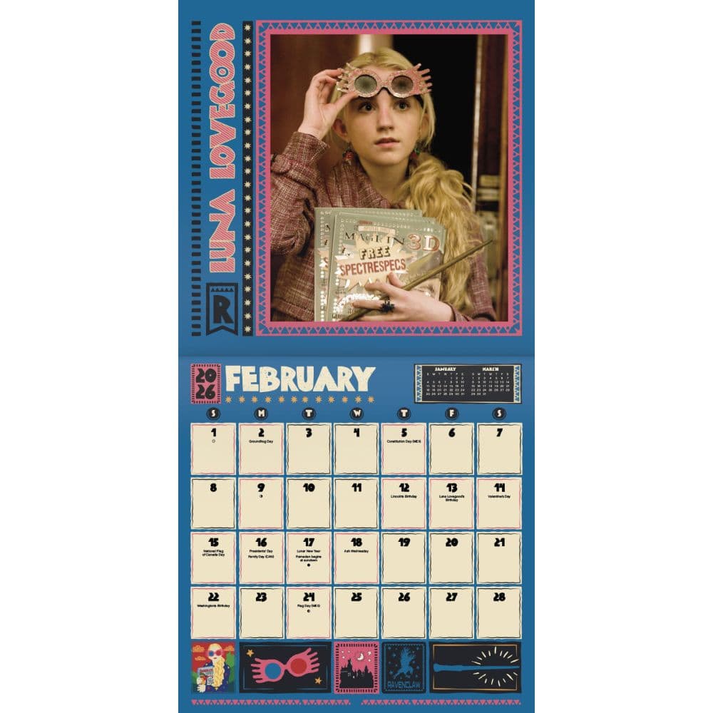 Harry Potter Exclusive with Decal 2026 Wall Calendar, 12'' X 12'', 16-Month Calendar with Stapled Binding