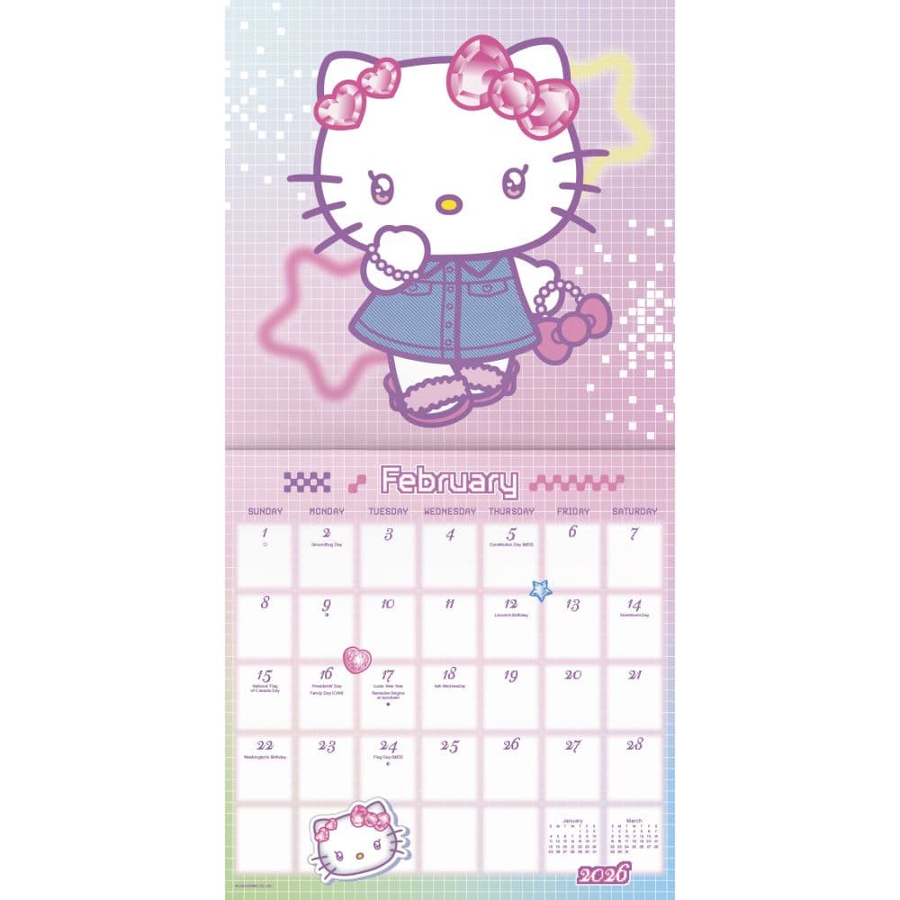 Hello Kitty and Friends Exclusive with Decal 2026 Wall Calendar, 12'' X 12'', 16-Month Calendar with Stapled Binding