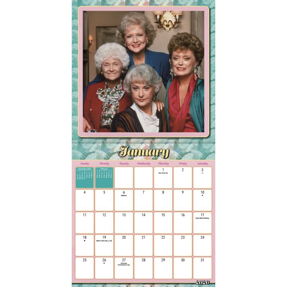 Golden Girls Exclusive with Bonus Print 2026 Wall Calendar, 12'' X 12'', 16-Month Calendar with Stapled Binding