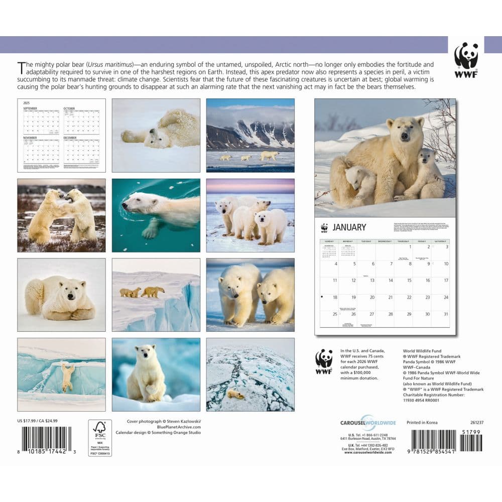 Polar Bears WWF 2026 Wall Calendar First Alternate Image