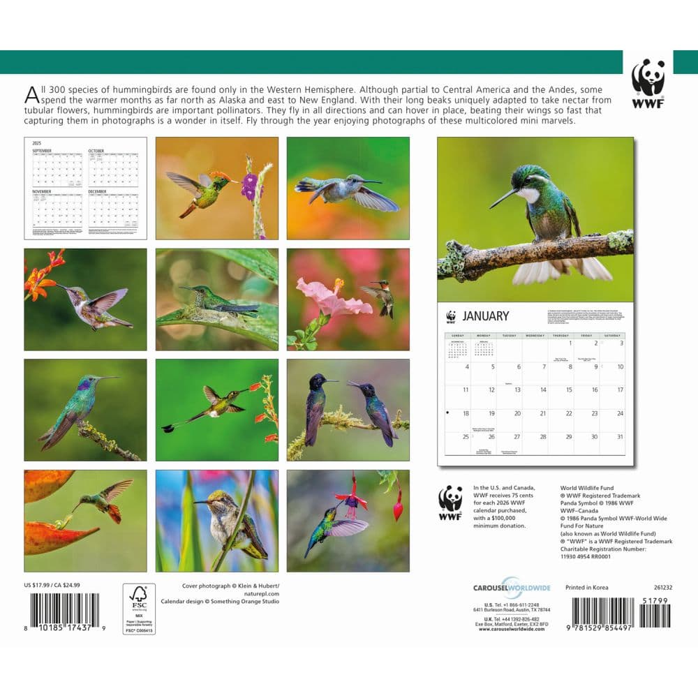 Hummingbirds WWF 2026 Wall Calendar First Alternate Image