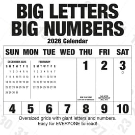 Big Letters Big Numbers 2026 Wall Calendar