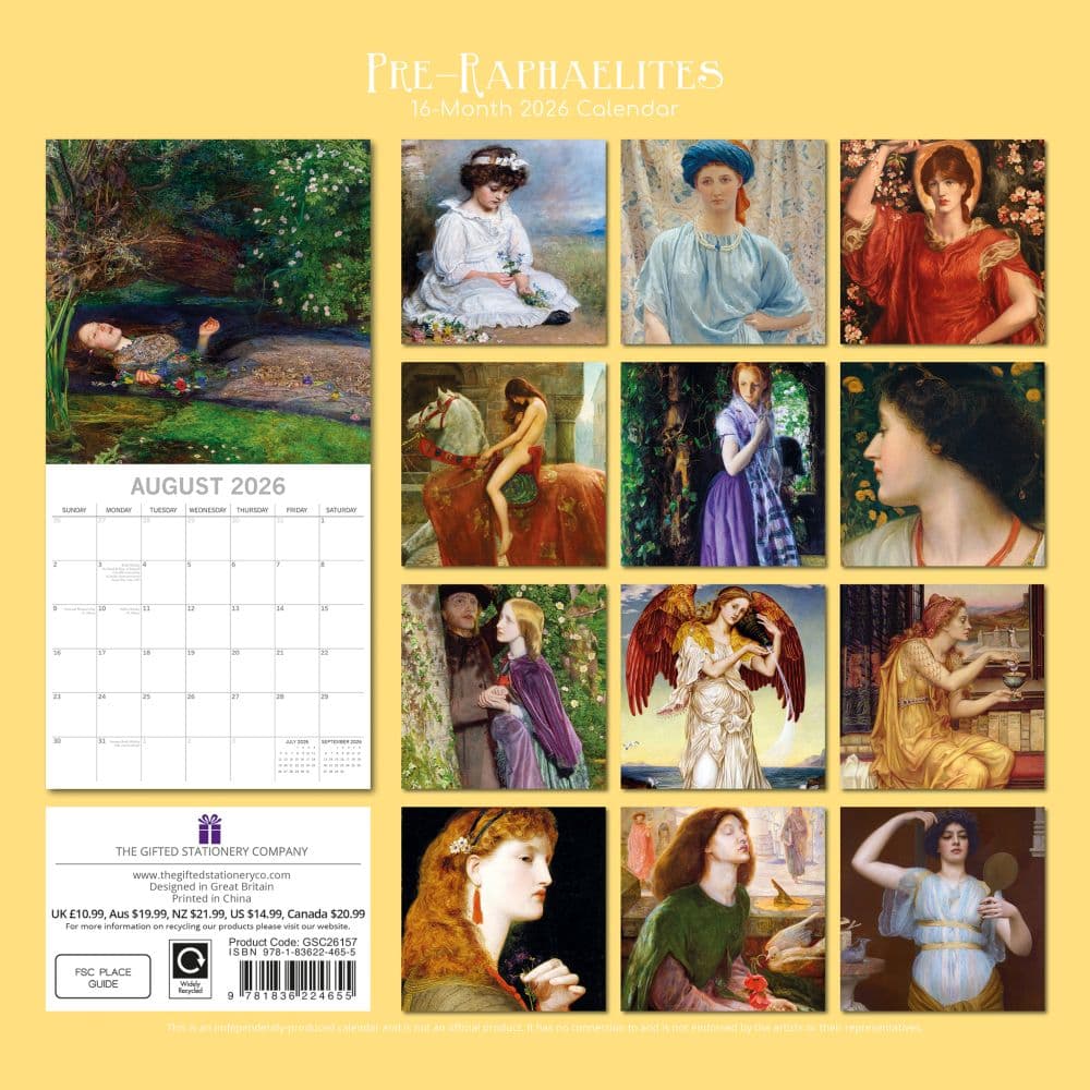Pre Raphaelites 2026 Wall Calendar First Alternate Image