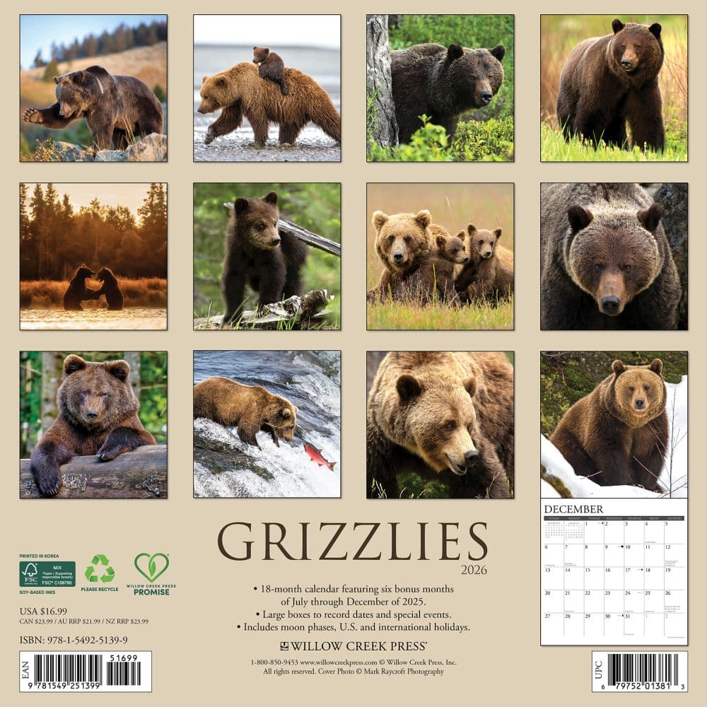 Grizzly Bears 2026 Wall Calendar First Alternate Image