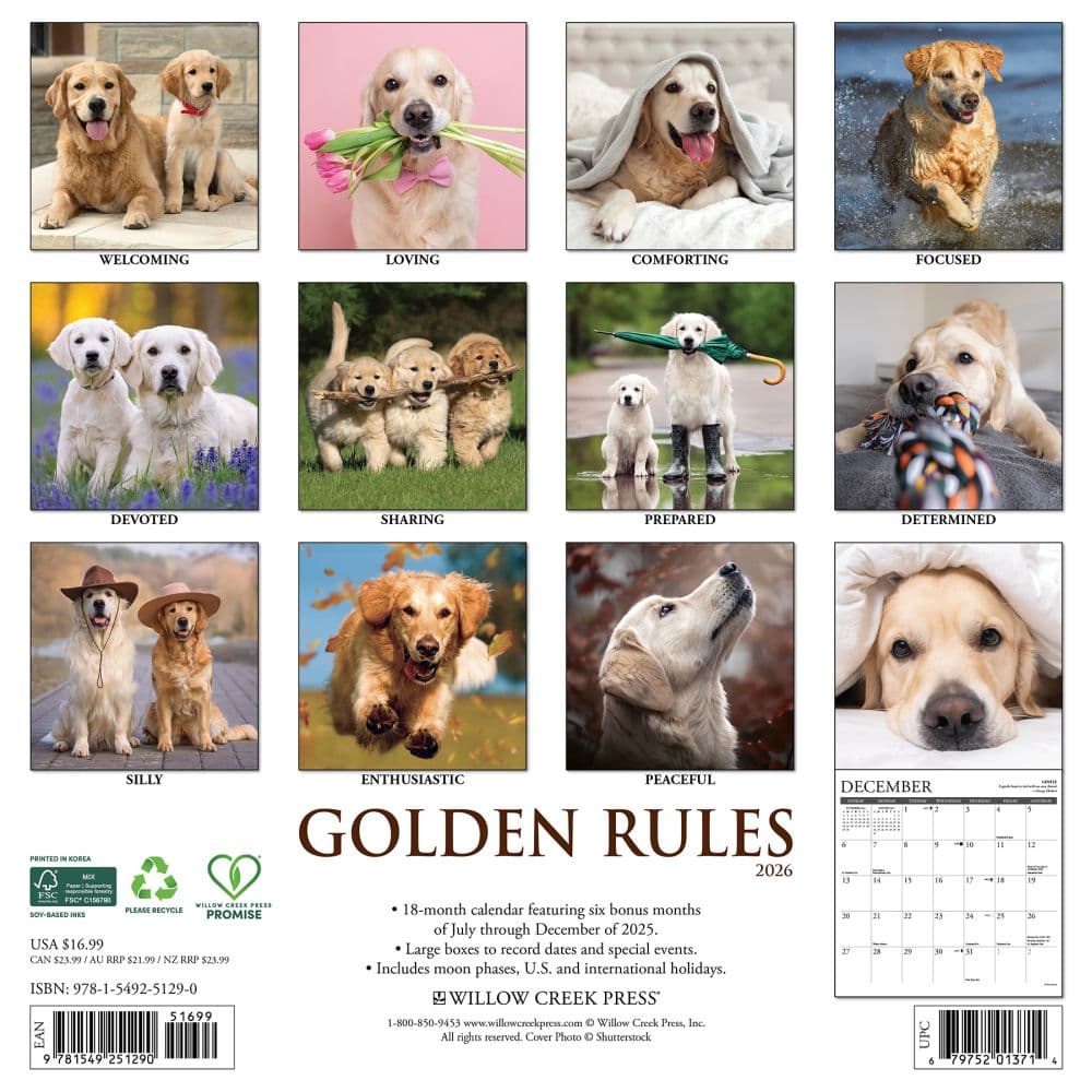 Golden Rules Just 2026 Wall Calendar First Alternate Image