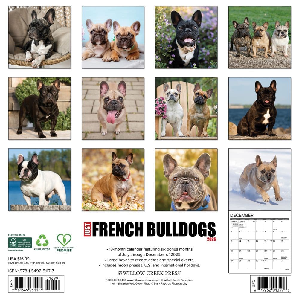 Just French Bulldogs 2026 Wall Calendar First Alternate Image