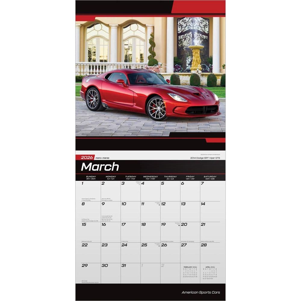 American Sports Cars 2026 Wall Calendar - Calendars.com