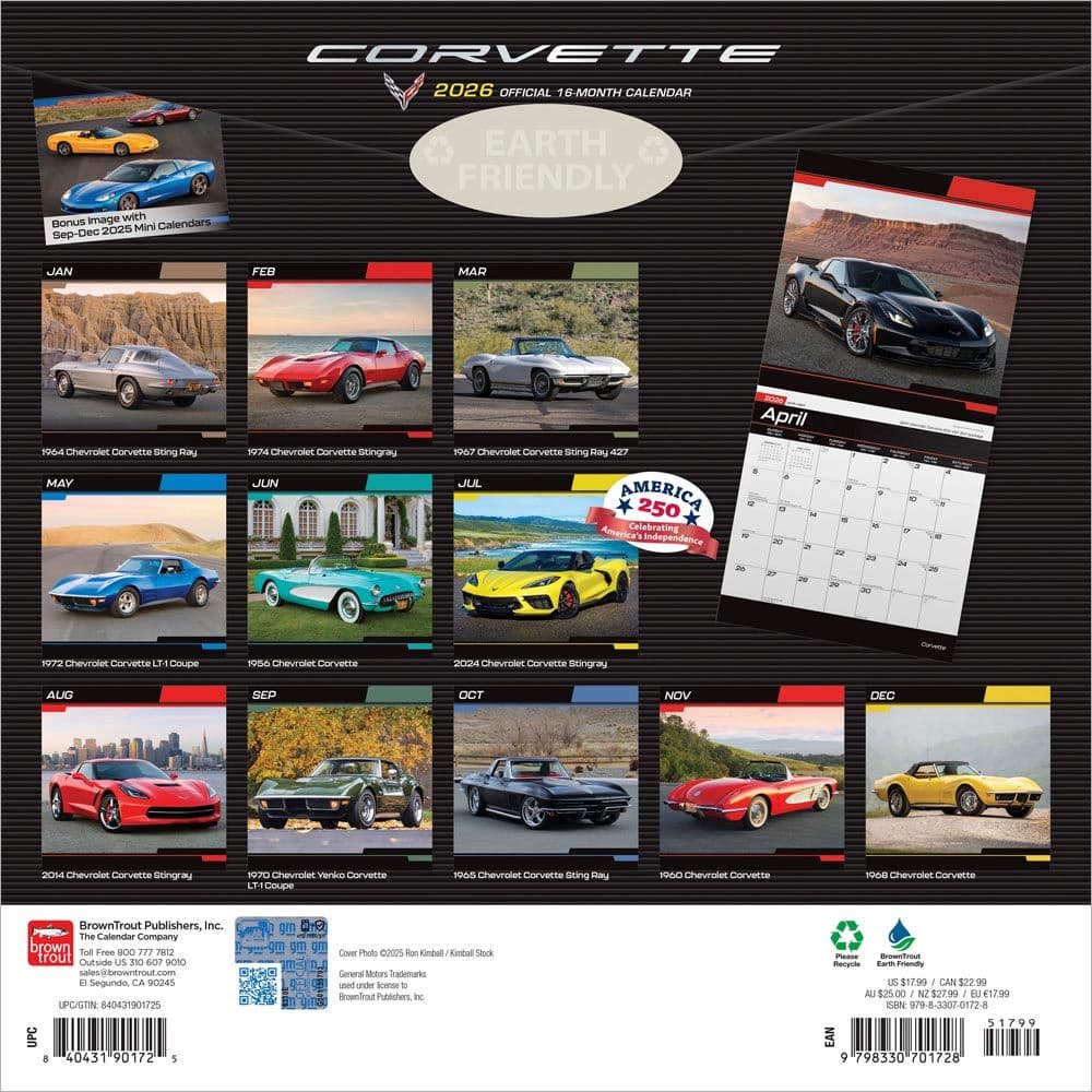 Corvettes Calendars - Sports Cars, American Muscle & High