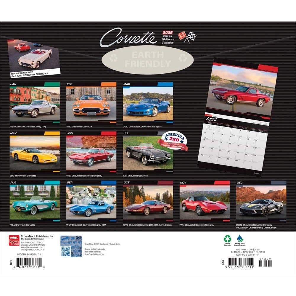 Corvettes Calendars - Sports Cars, American Muscle & High