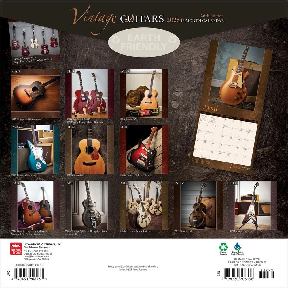 Vintage Guitars 2026 Wall Calendar - Calendars.com