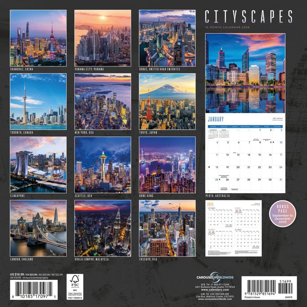 City Skylines 2026 Wall Calendar First Alternate Image
