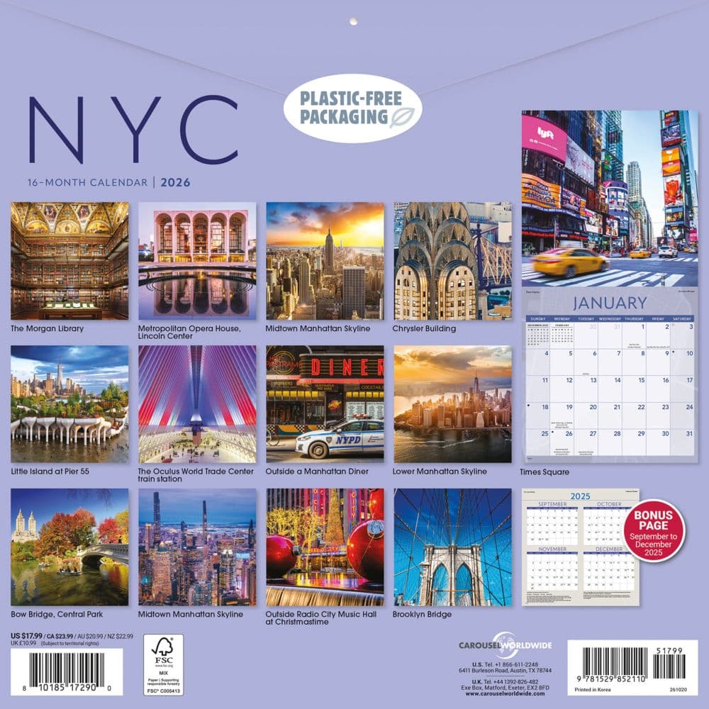 NYC 2026 Wall Calendar First Alternate Image