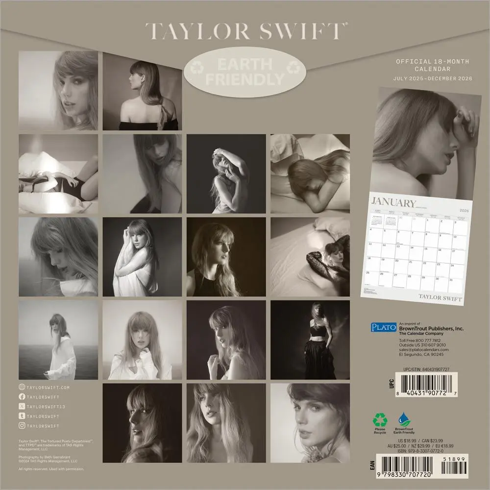 Taylor Swift 18 Month 2026 Wall Calendar