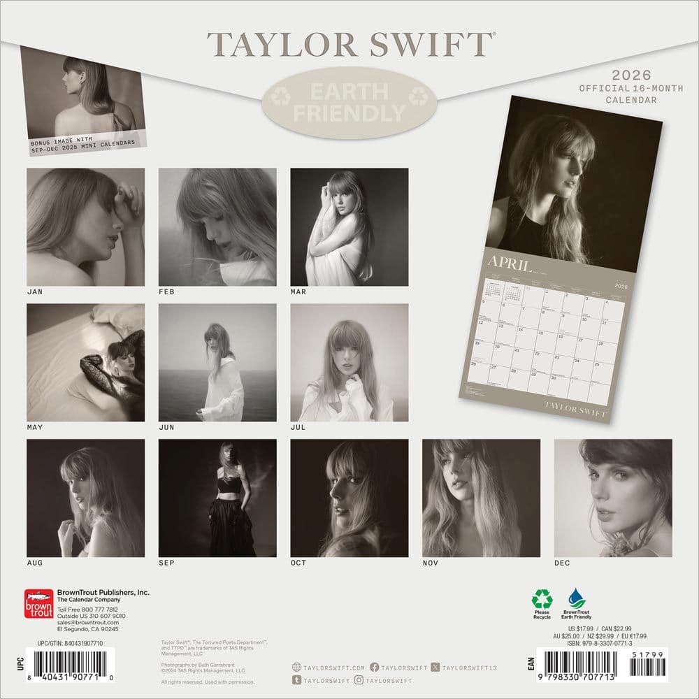 Taylor Swift 2026 Wall Calendar - Calendars.com
