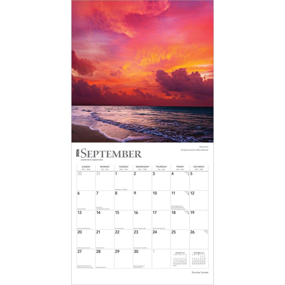 Sunrise Sunset 2026 Wall Calendar  Third Alternate Image
