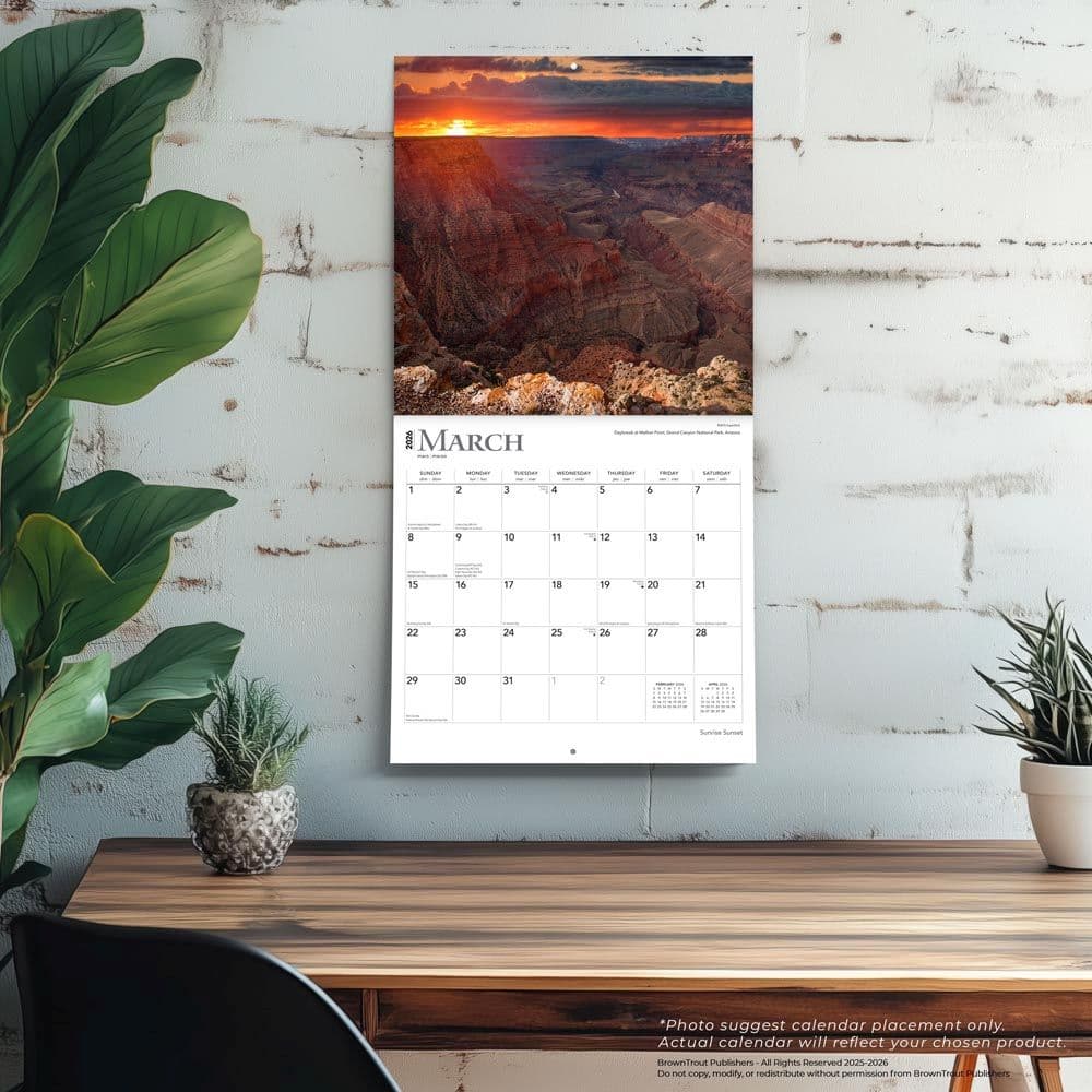 Sunrise Sunset 2026 Wall Calendar  Fourth Alternate Image