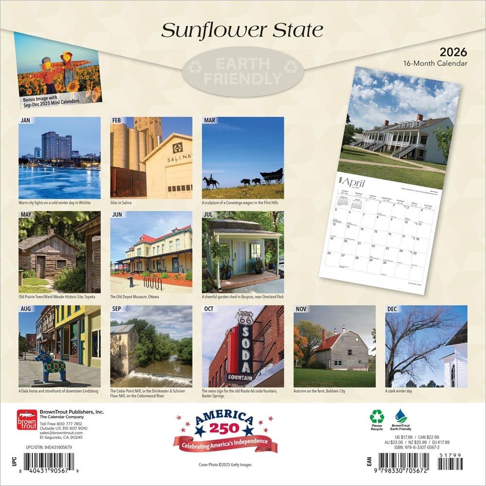 Sunflower State Kansas Places 2026 Wall Calendar First Alternate Image