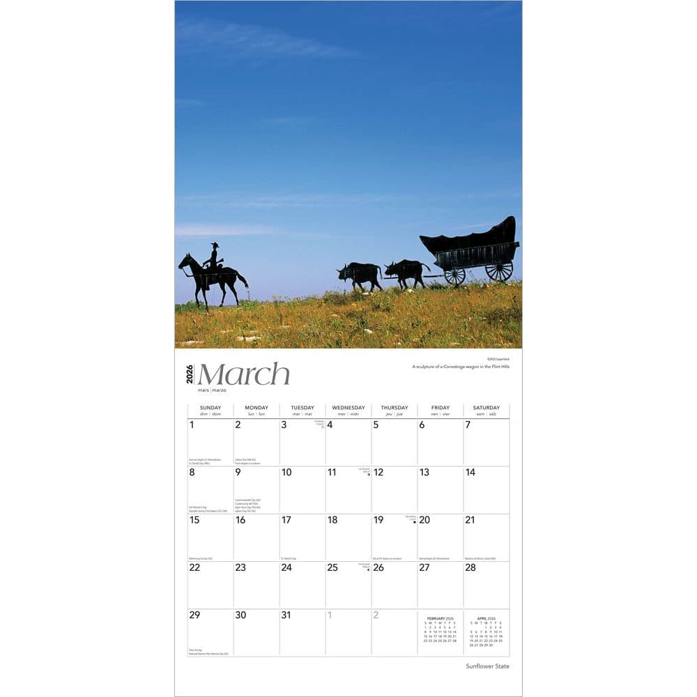 Sunflower State Kansas Places 2026 Wall Calendar Second Alternate Image