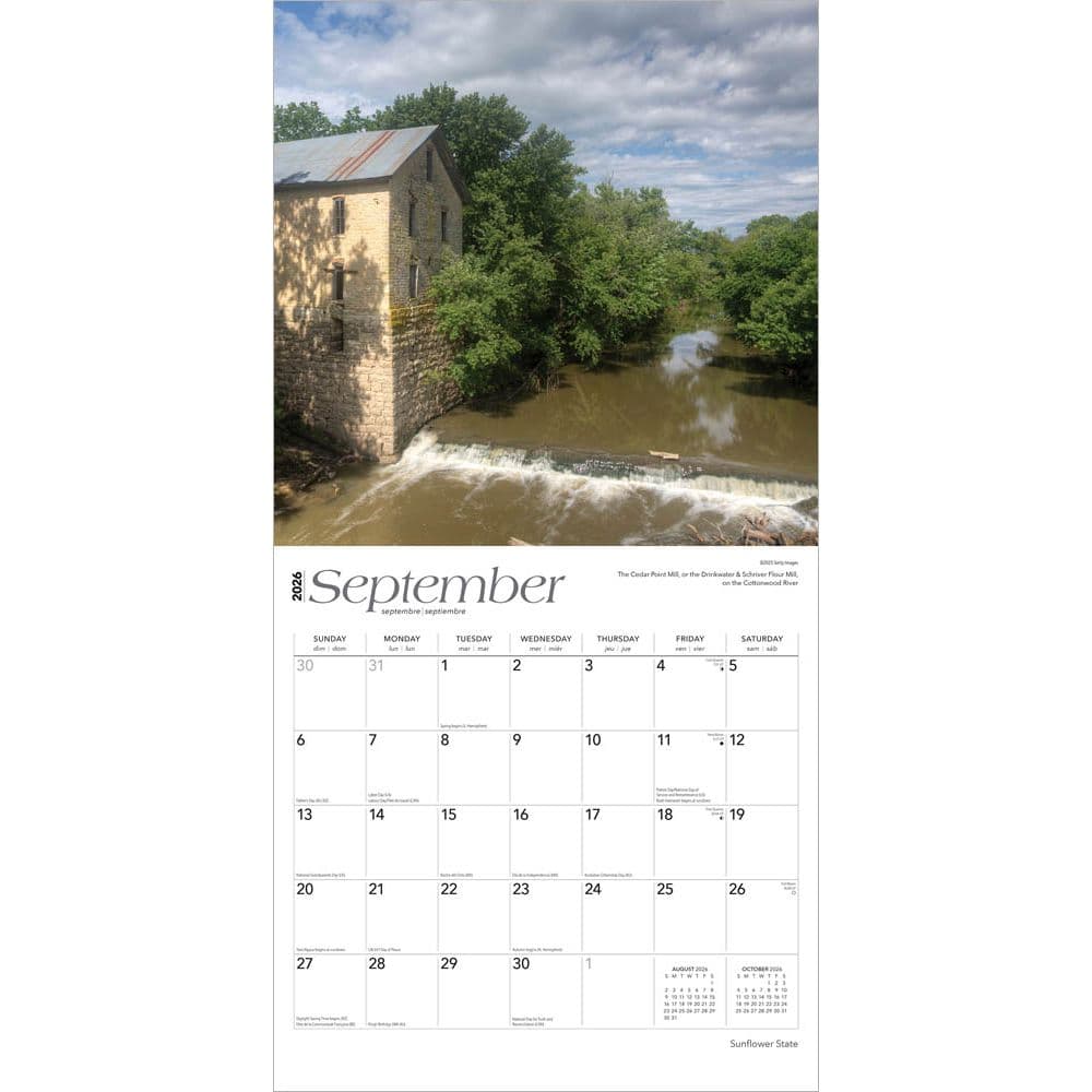 Sunflower State Kansas Places 2026 Wall Calendar Third Alternate Image
