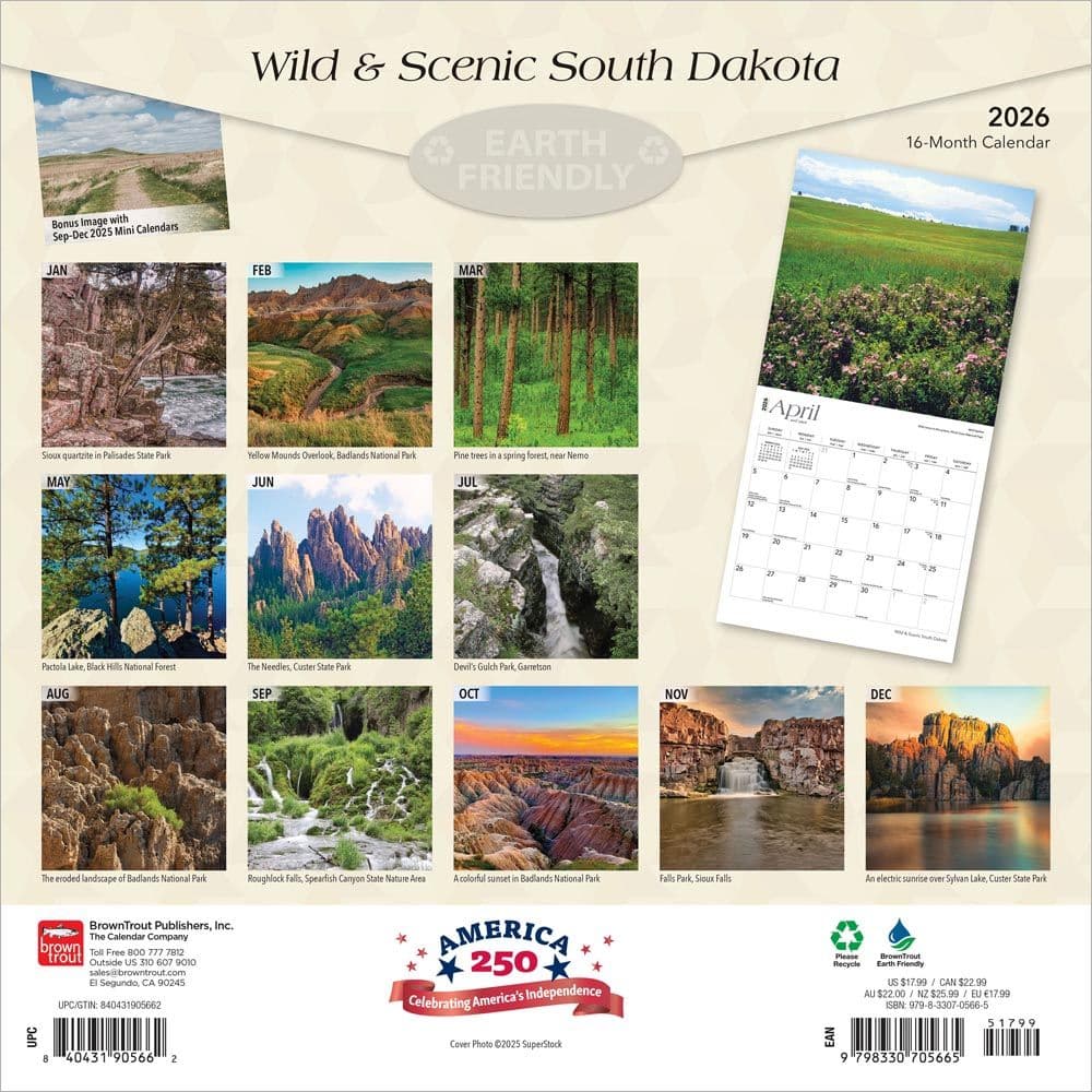 South Dakota 2026 Wall Calendar First Alternate Image