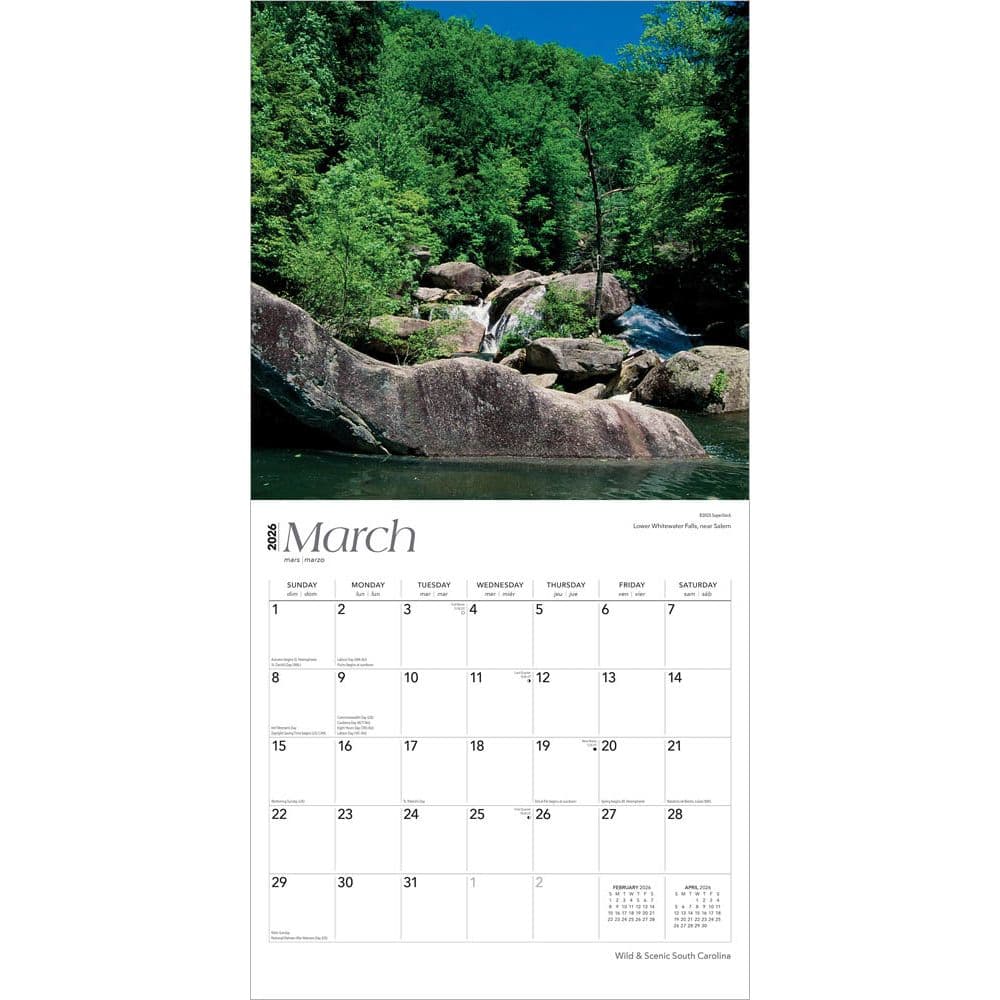South Carolina Wild and Scenic 2026 Wall Calendar Second Alternate Image