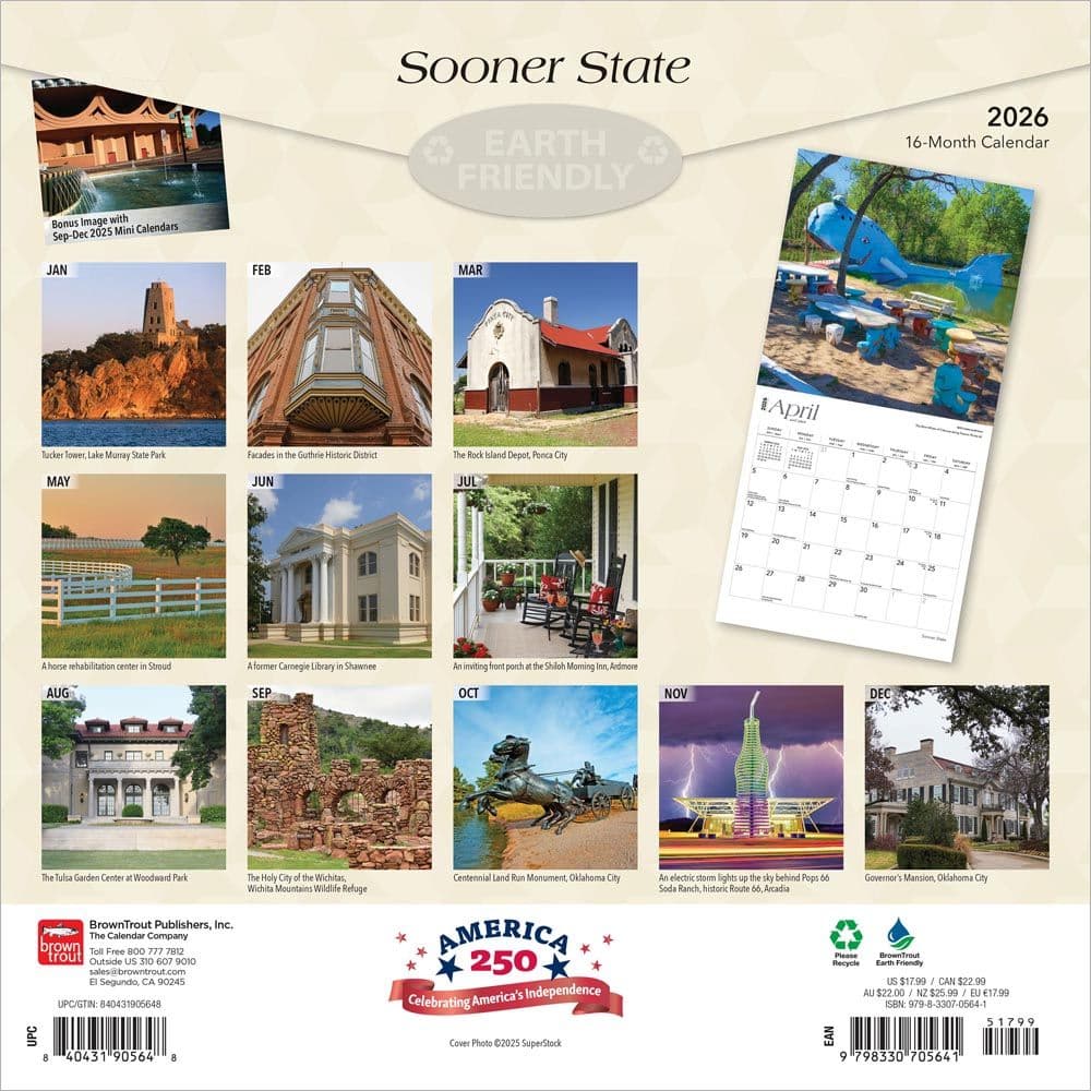Sooner State Oklahoma 2026 Wall Calendar First Alternate Image