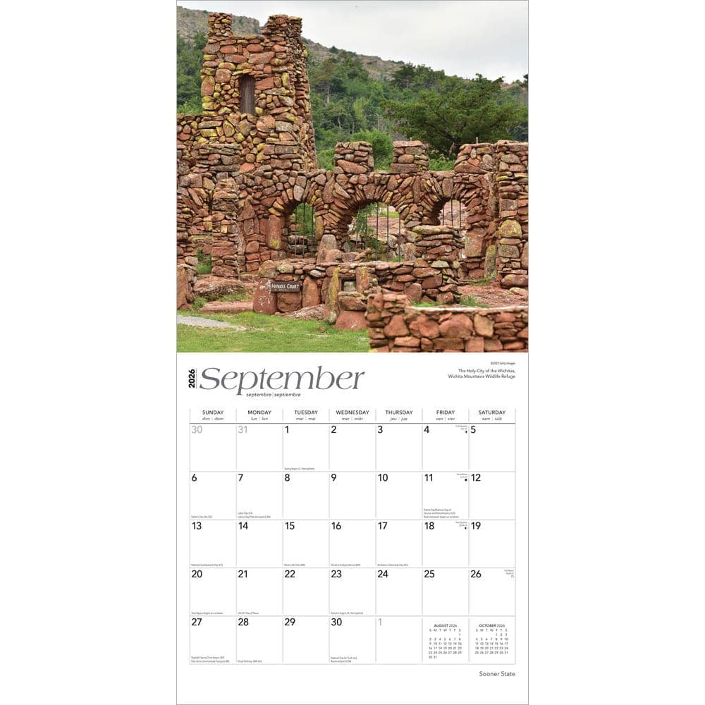 Sooner State Oklahoma 2026 Wall Calendar Third Alternate Image