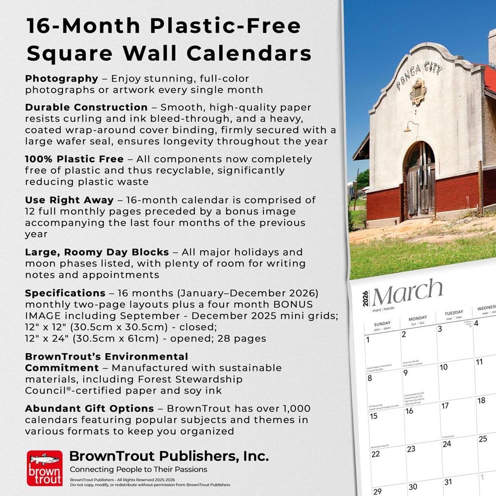 Sooner State Oklahoma 2026 Wall Calendar Fifth Alternate Image