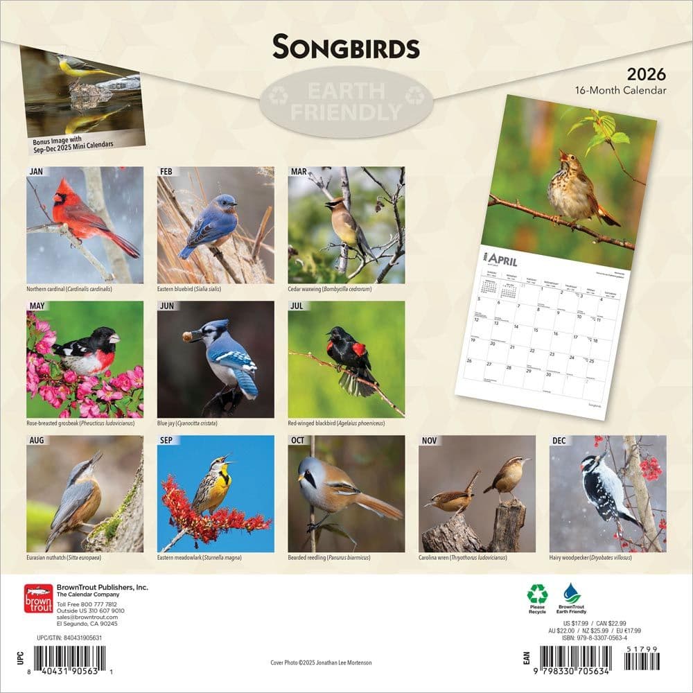 Songbirds Square 2026 Wall Calendar First Alternate Image