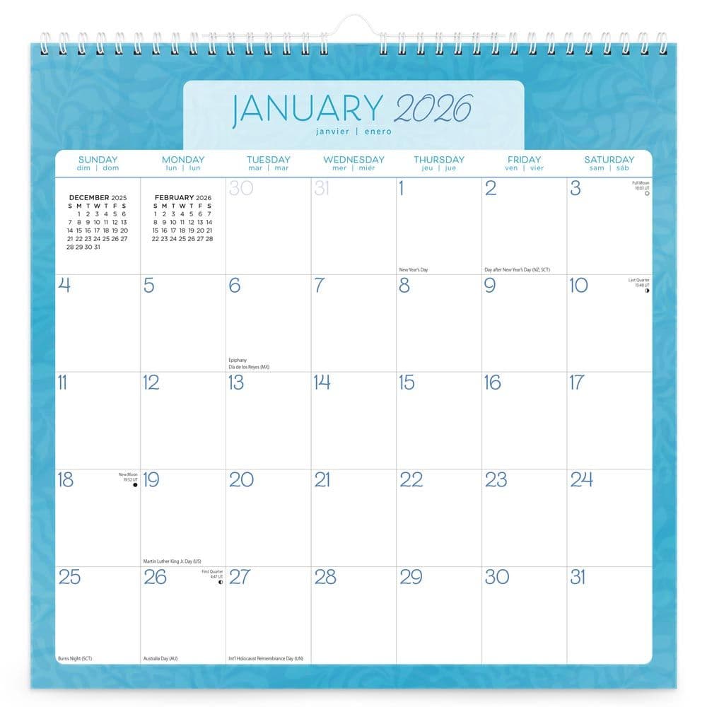 Seaside Currents Spiral 2026 Wall Calendar Main Product Image