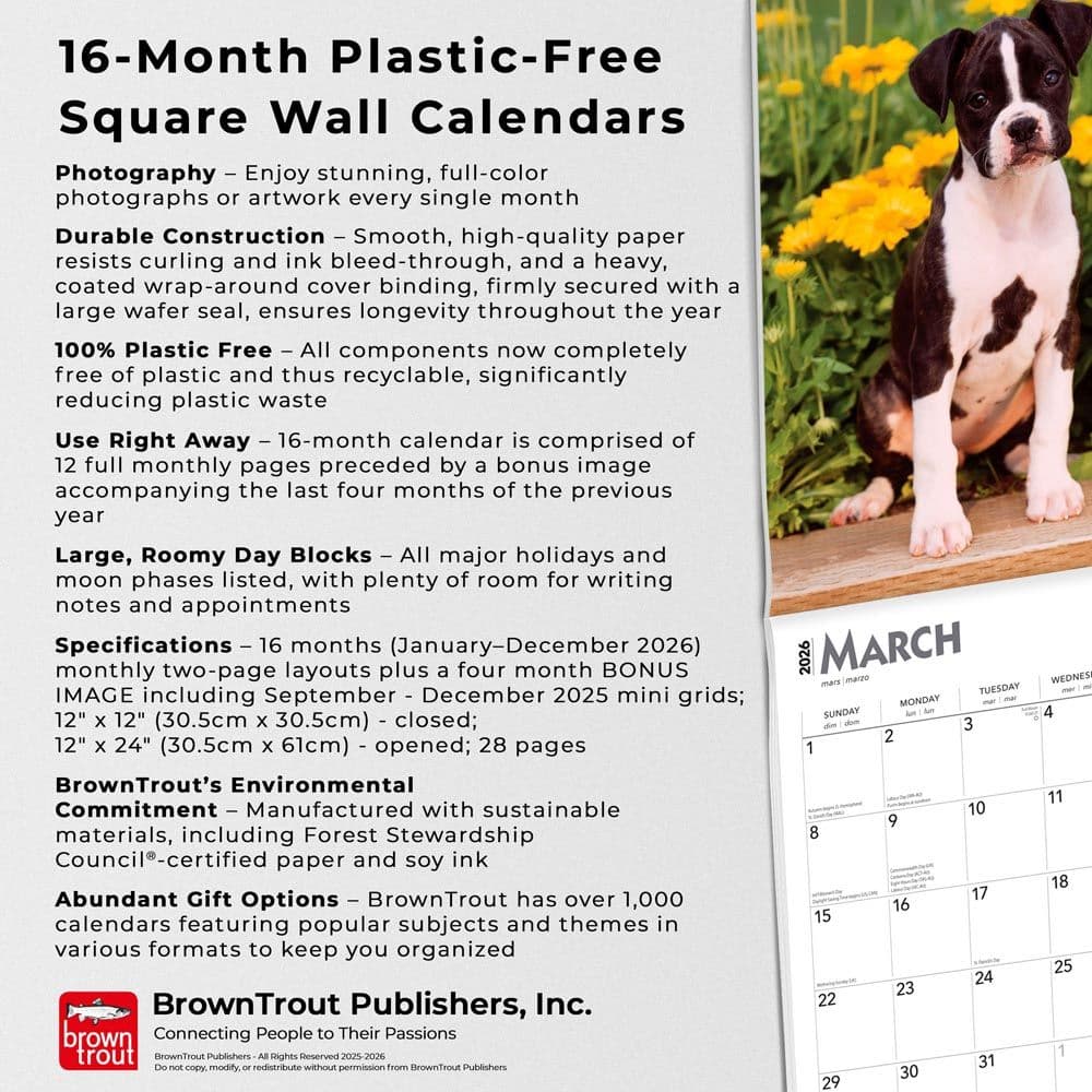 Puppies 2026 Wall Calendar Fifth Alternate Image