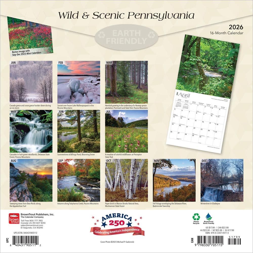 Pennsylvania Wild and Scenic 2026 Wall Calendar First Alternate Image