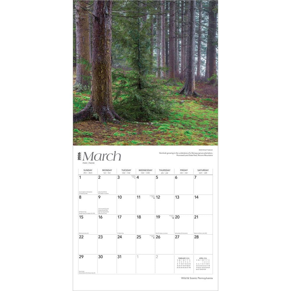 Pennsylvania Wild and Scenic 2026 Wall Calendar Second Alternate Image