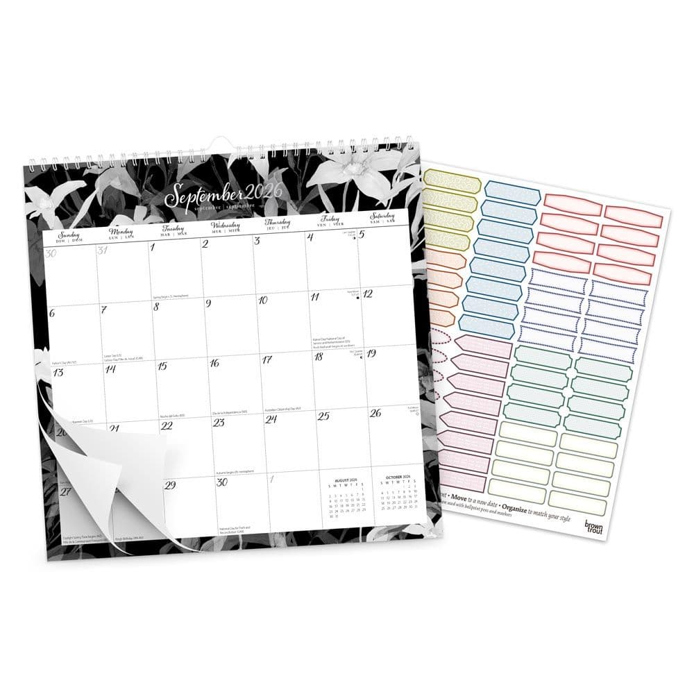 Ebony And Ivory Spiral 2026 Wall Calendar Second Alternate Image