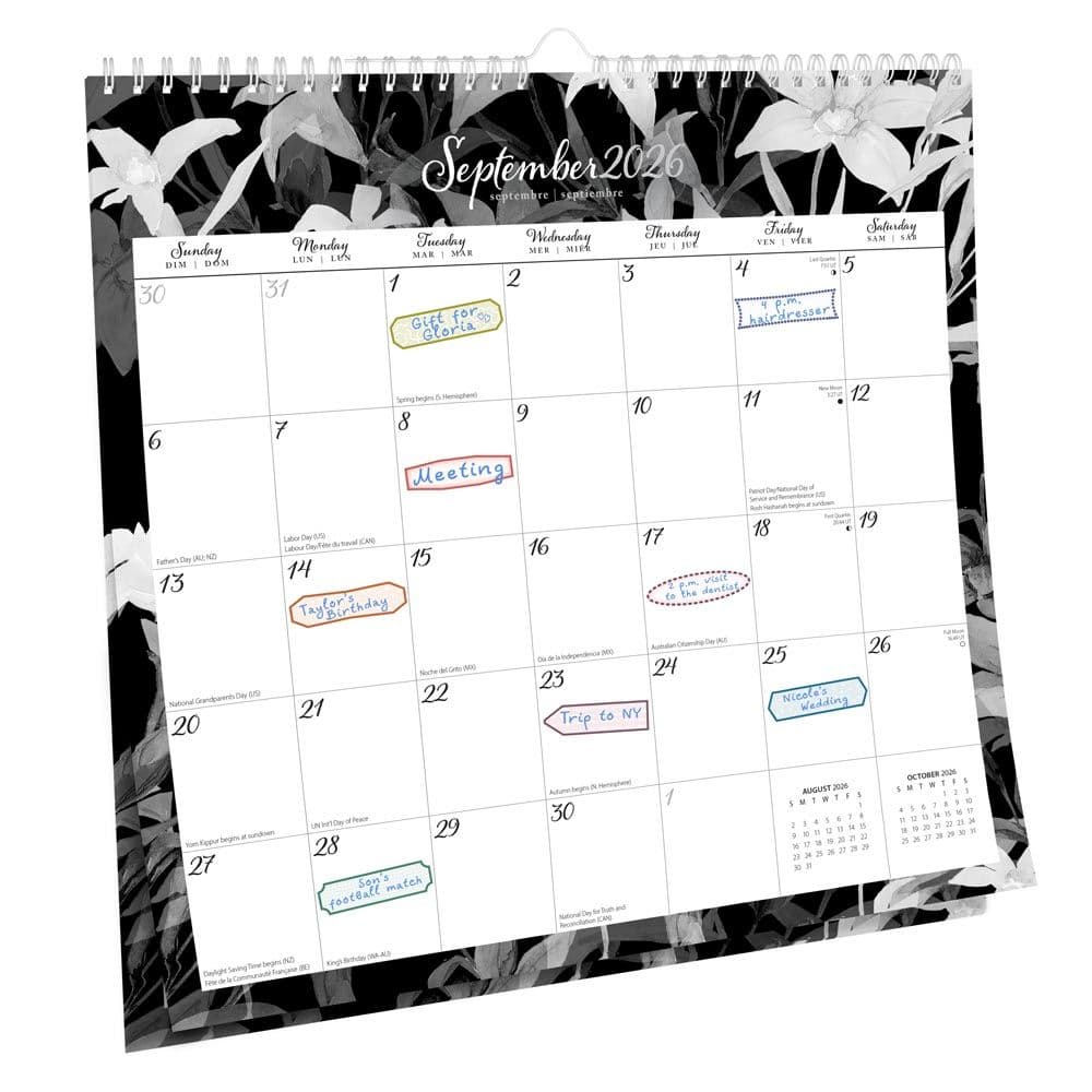 Ebony And Ivory Spiral 2026 Wall Calendar Third Alternate Image
