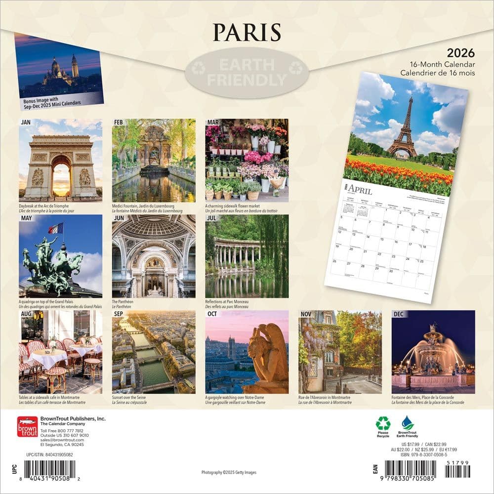 Paris 2026 Wall Calendar - Calendars.com
