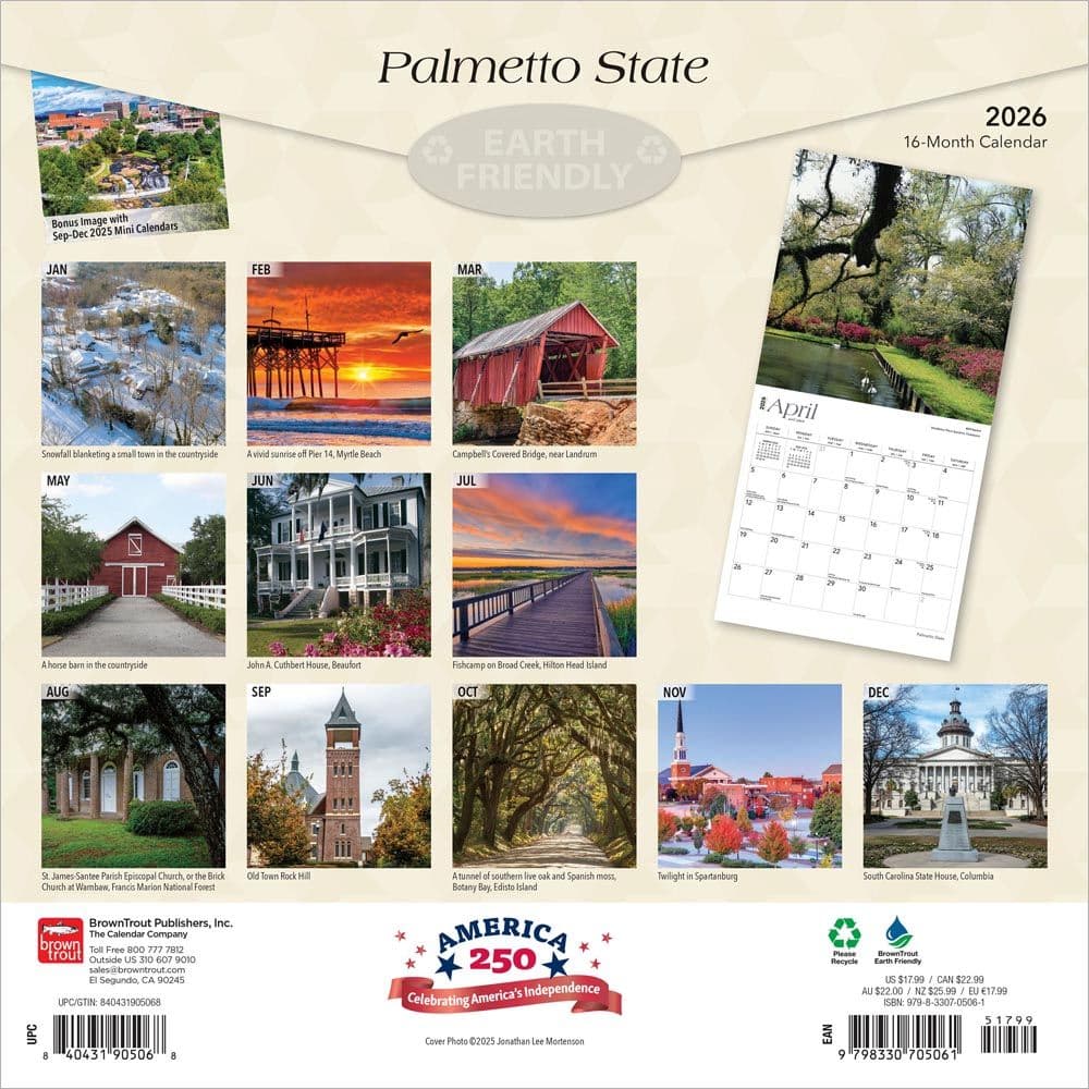 Palmetto State South Carolina 2026 Wall Calendar First Alternate Image
