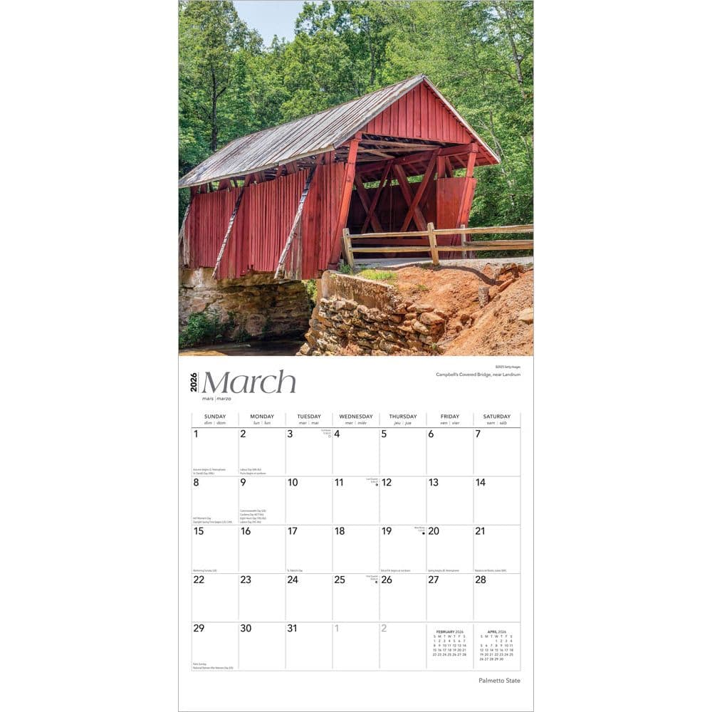 Palmetto State South Carolina 2026 Wall Calendar Second Alternate Image