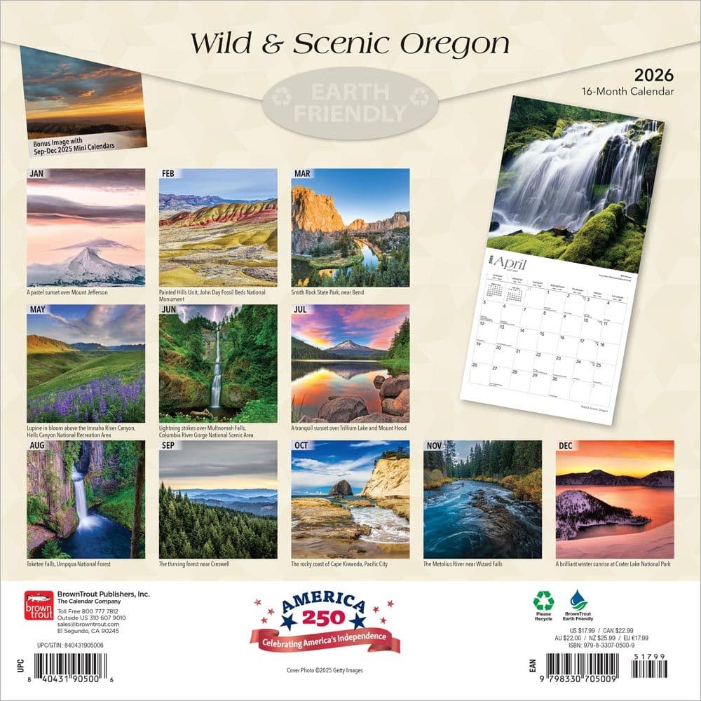 Oregon Wild and Scenic 2026 Wall Calendar First Alternate Image