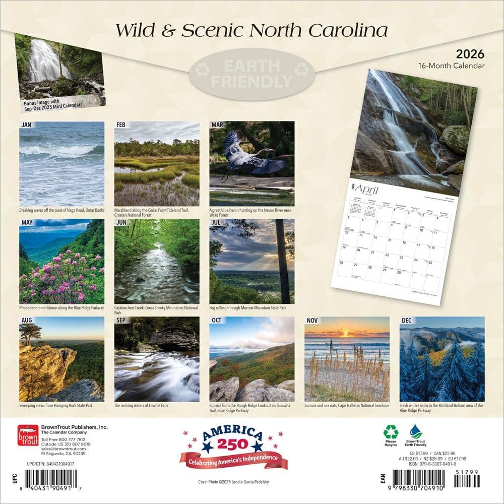 North Carolina Nature 2026 Wall Calendar First Alternate Image