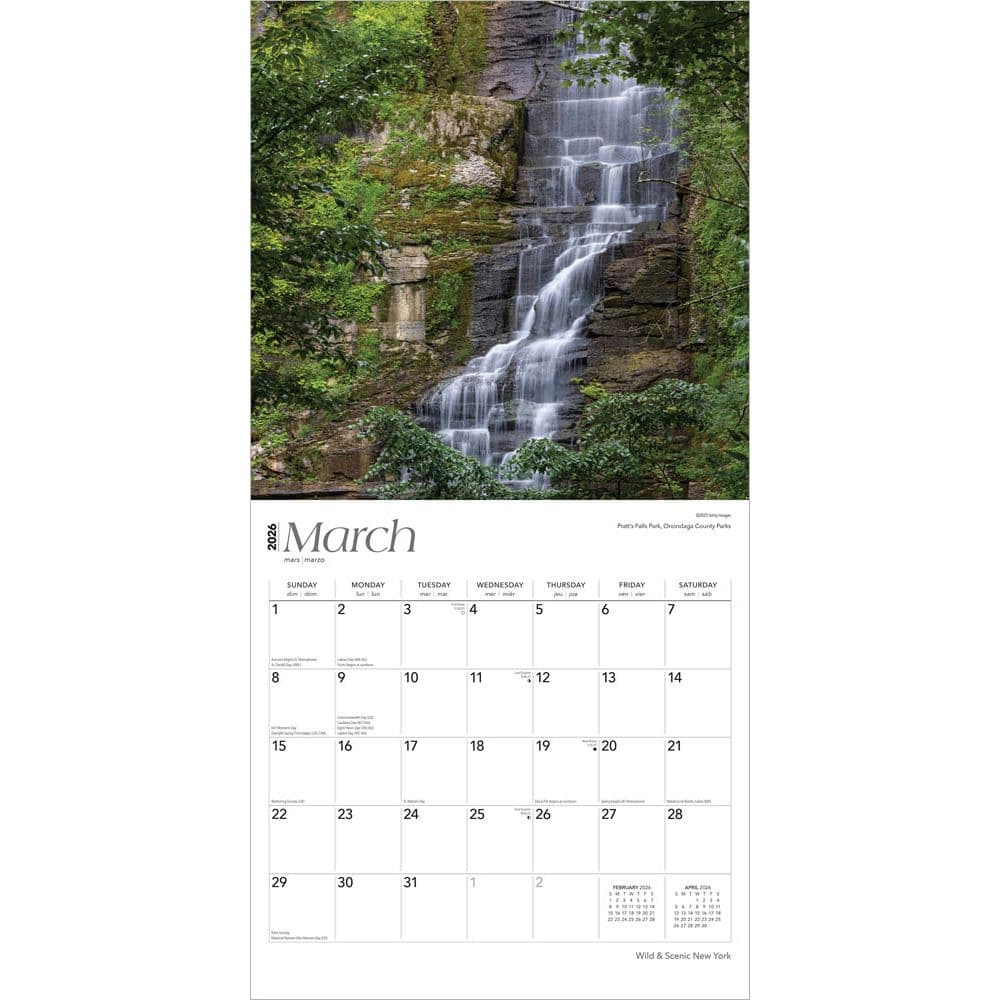 New York Wild and Scenic 2026 Wall Calendar Second Alternate Image
