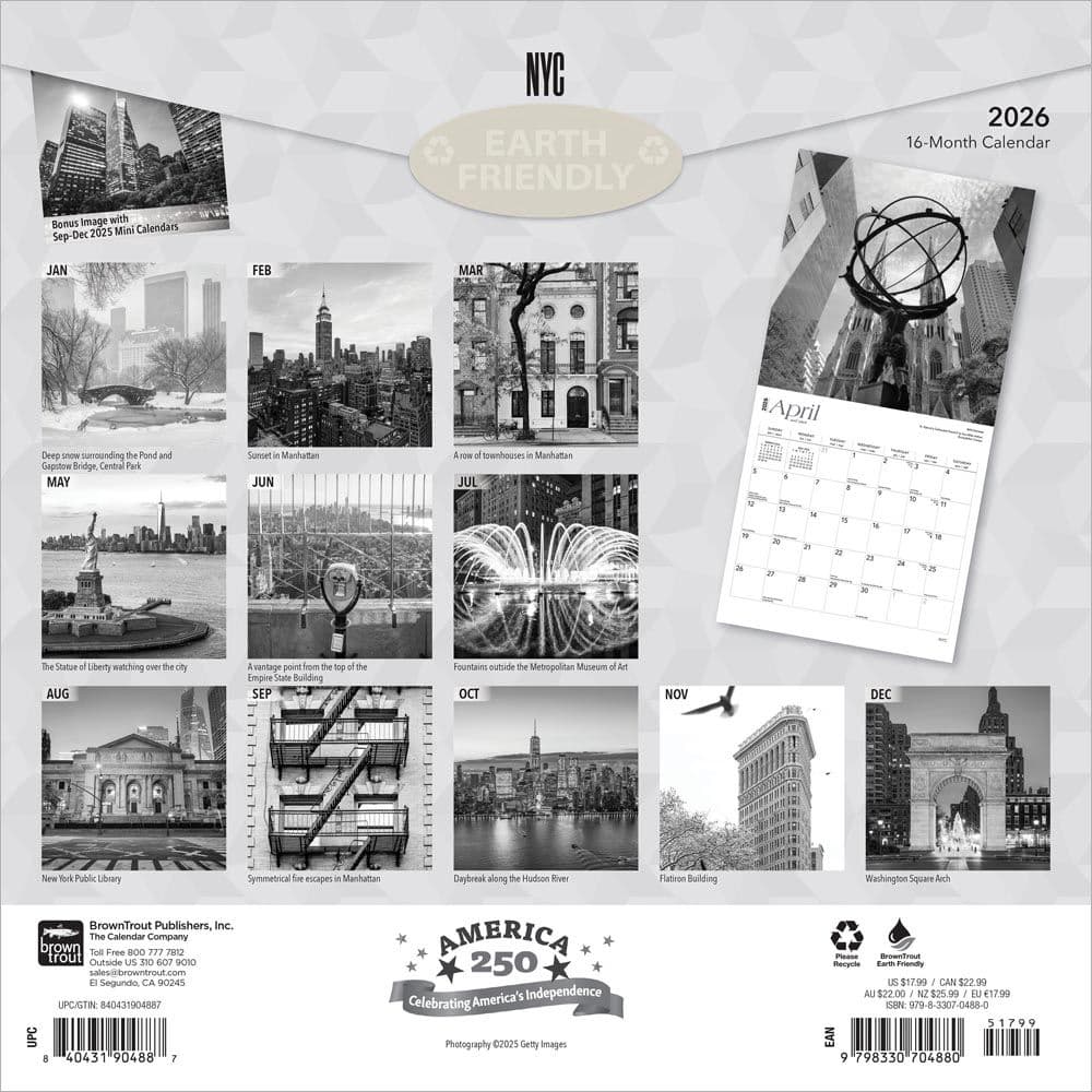 New York City Black and White 2026 Wall Calendar First Alternate Image