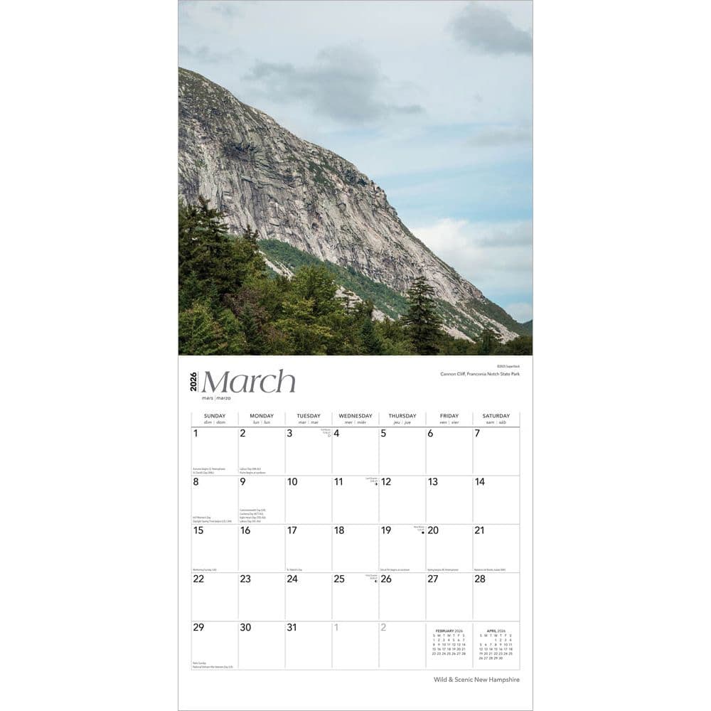 New Hampshire Wild and Scenic 2026 Wall Calendar Second Alternate Image