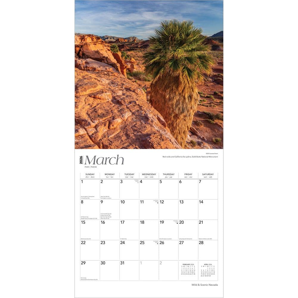Nevada Wild and Scenic 2026 Wall Calendar Second Alternate Image