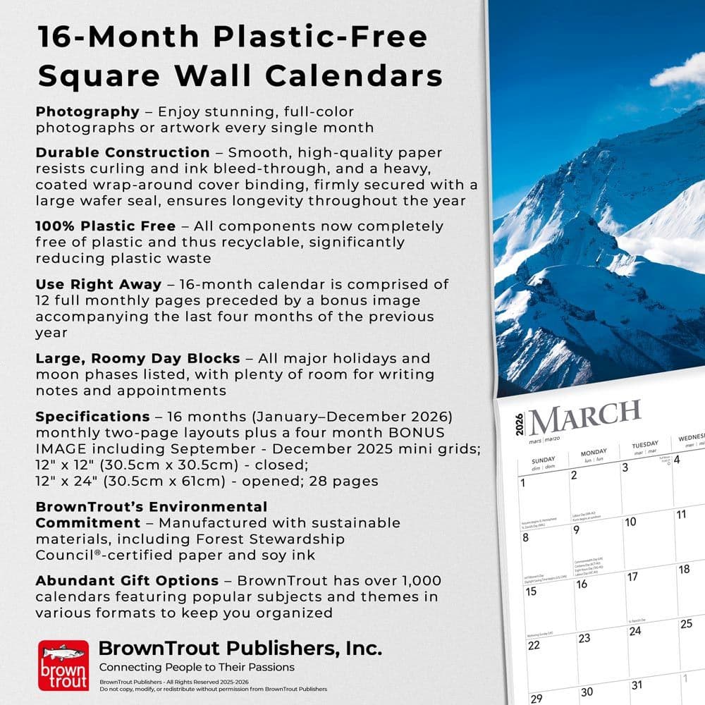Worlds Greatest Mountains 2026 Wall Calendar Fifth Alternate Image
