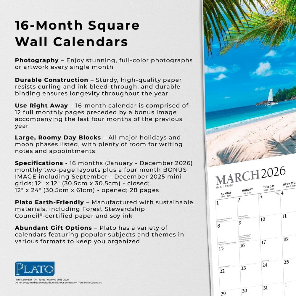 Motivation Plato 2026 Wall Calendar Fifth Alternate Image