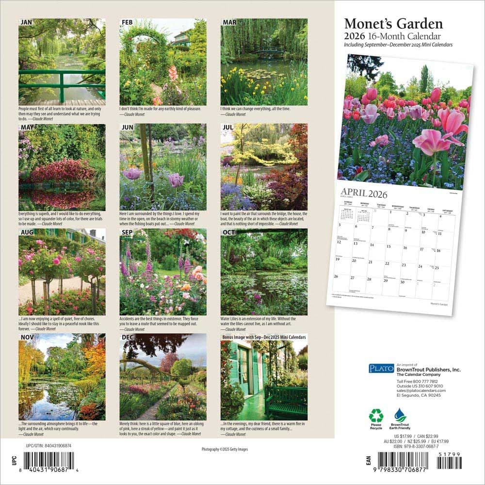 Monets Garden Plato 2026 Wall Calendar First Alternate Image
